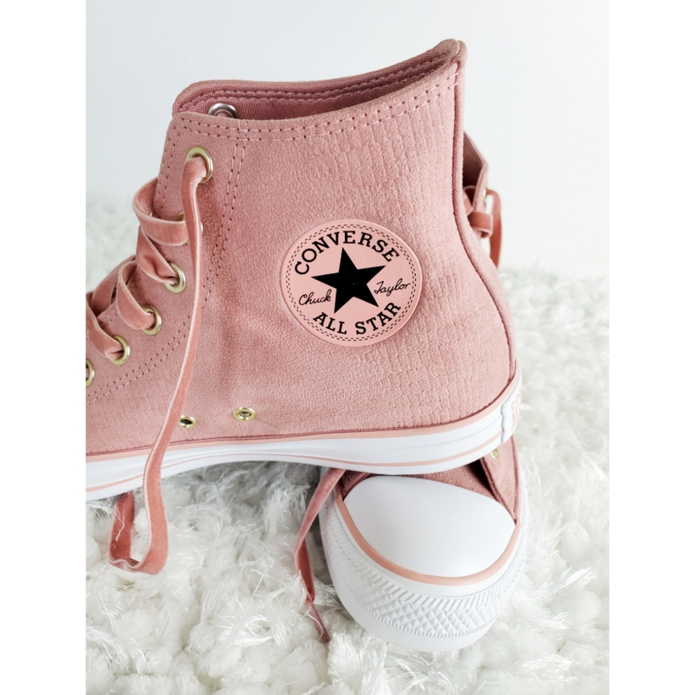 New converse high tops Leather velvet lace sneaker - Picture 7 of 8